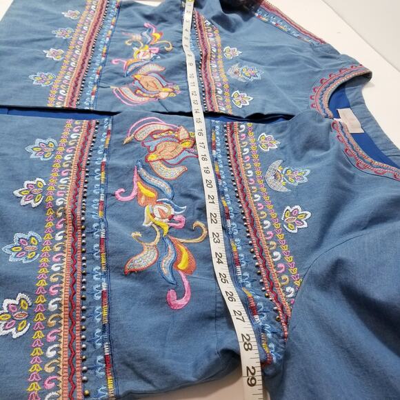 Laurie Felt 100% Cotton Bohemian Floral Embroidered Blazer Jacket - Picture 8 of 14